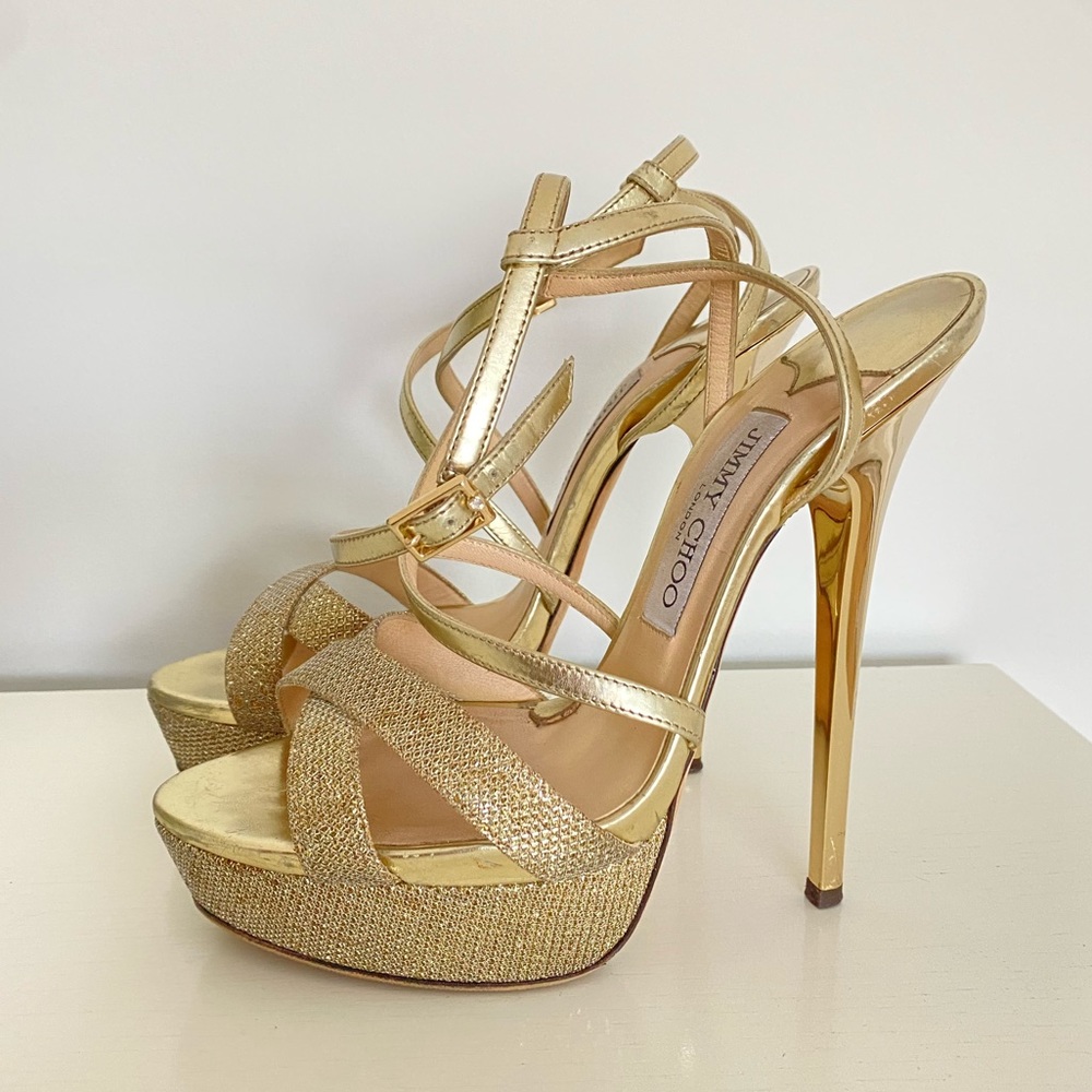 Jimmy Choo Gold Sandals Size 38